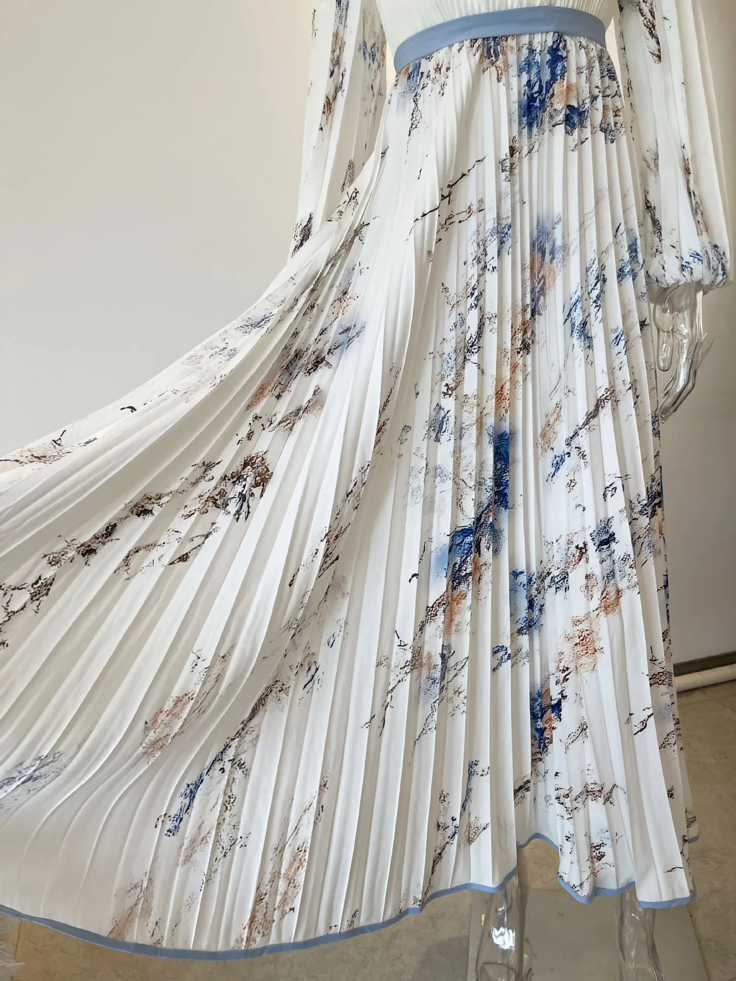 Robe Boho Licou Floral - Maxi Sans Manches Plissée Vacances Été