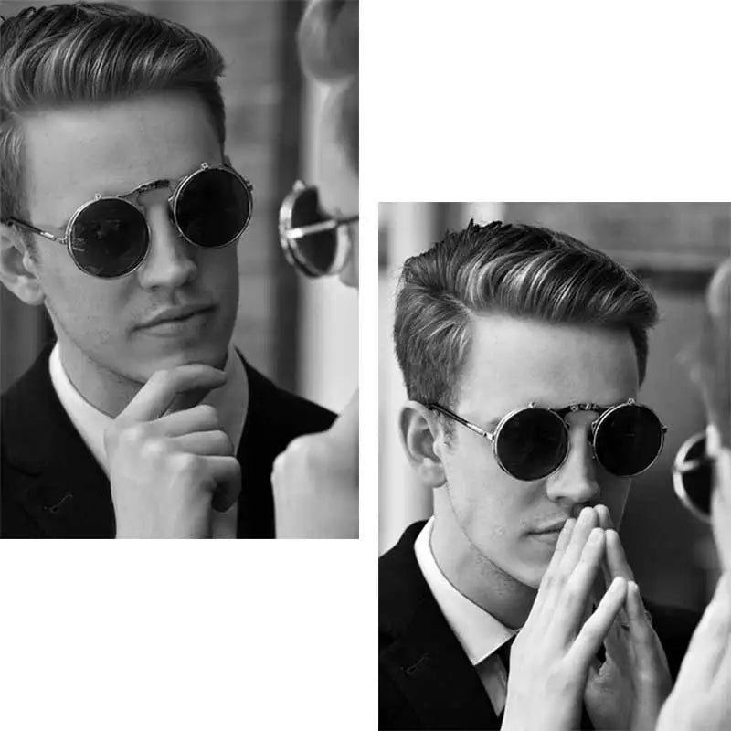 Lunettes Soleil Steampunk Rondes - Style Rétro Métal