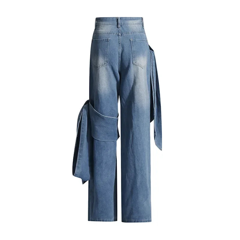 Jean Femme Y2K Streetwear Nœud - Jambe Large Élégant