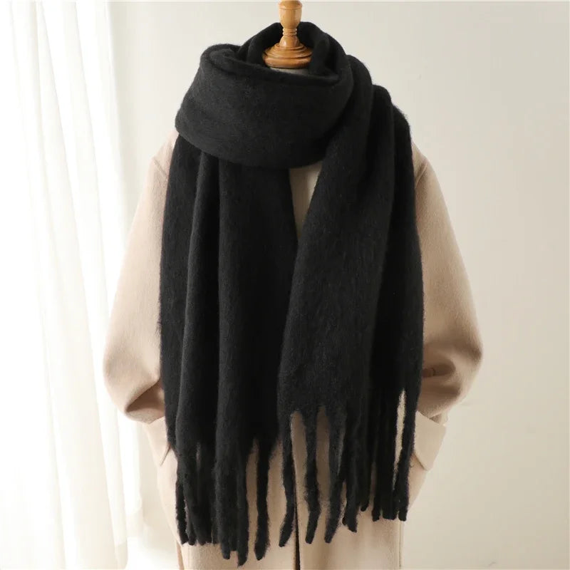 Écharpe Cachemire Hiver Femme - Pashmina Luxe avec Pompons