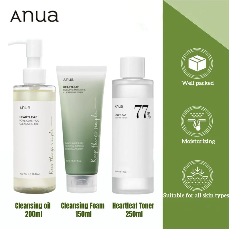 ANUA Ensemble HeartlePG 77% - Kit Complet Soins Coréens Premium 5 Produits