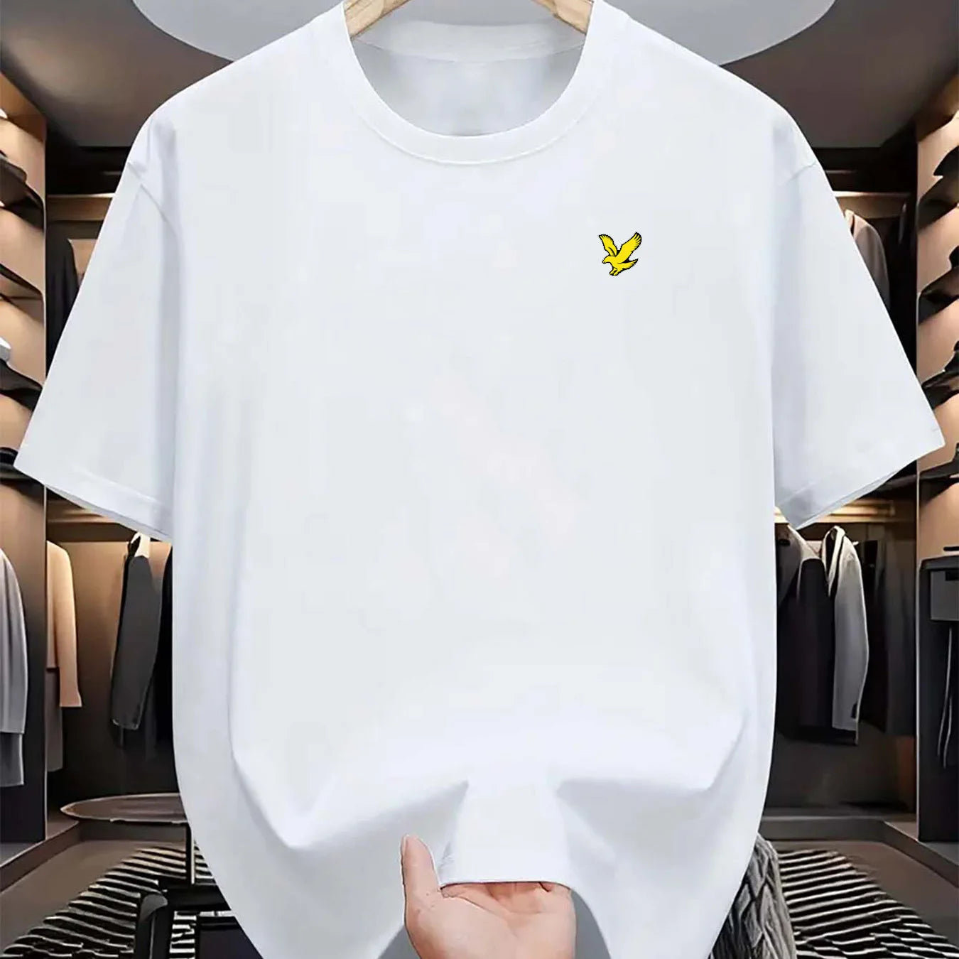 T-Shirt Homme 100% Coton Aigle - Col Rond Ample Surdimensionné Logo Été