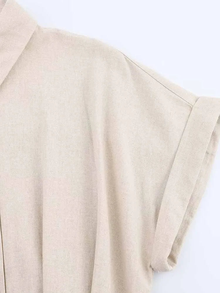 Robe Midi Femme Lin Été - Style Français Européen Américain Tendance