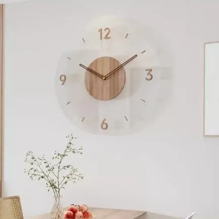 Horloge Murale Bois Massif Nordique - Silencieuse Quartz Décoration Salon