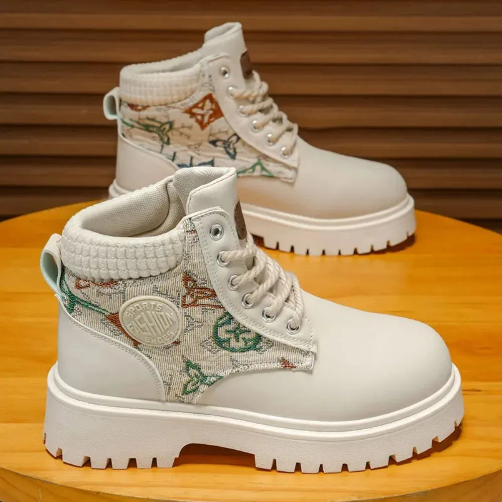 2025 printemps automne hommes bottes haut Style britannique décontracté chaussures pour hommes en plein air antidérapant résistant à l'usure botte courte Botas Hombre