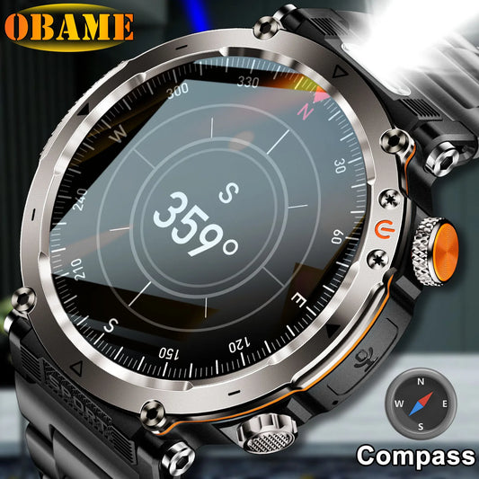 Montre Intelligente Outdoor 5ATM - Écran 1.9" Lampe LED Boussole Étanche