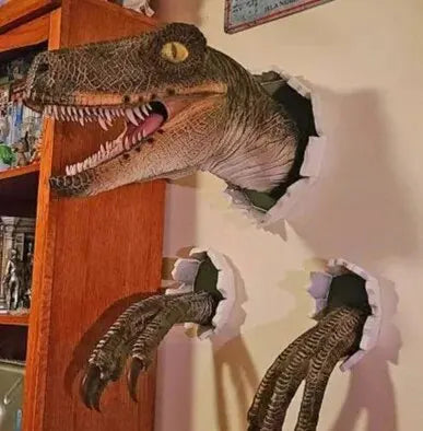 Statue Murale Dinosaure 3D Velociraptor - Décoration Artisanat 3 Pièces