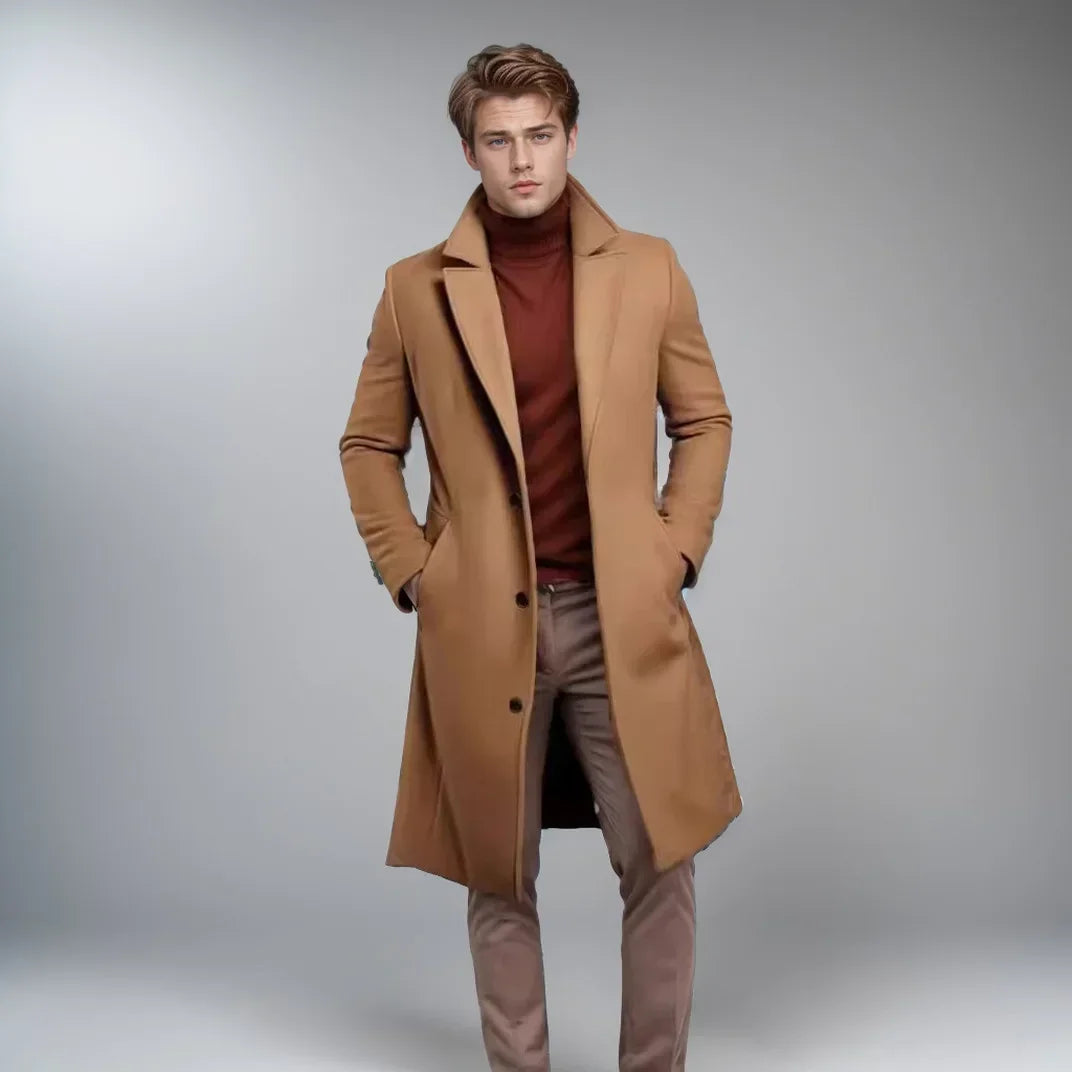 Manteau Laine Casual Homme - Simple Boutonnage Revers Chaud Jeune Européen Automne Hiver