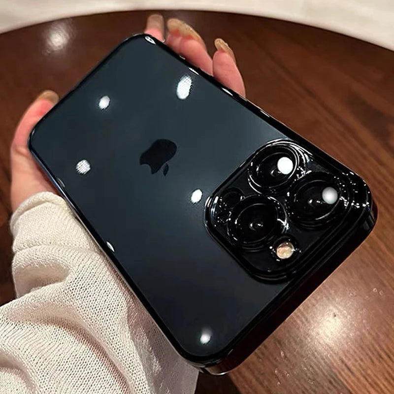 Coque iPhone Silicone Transparent Luxe - Placage Protection Objectif 15 14 13 12 11 Pro Max