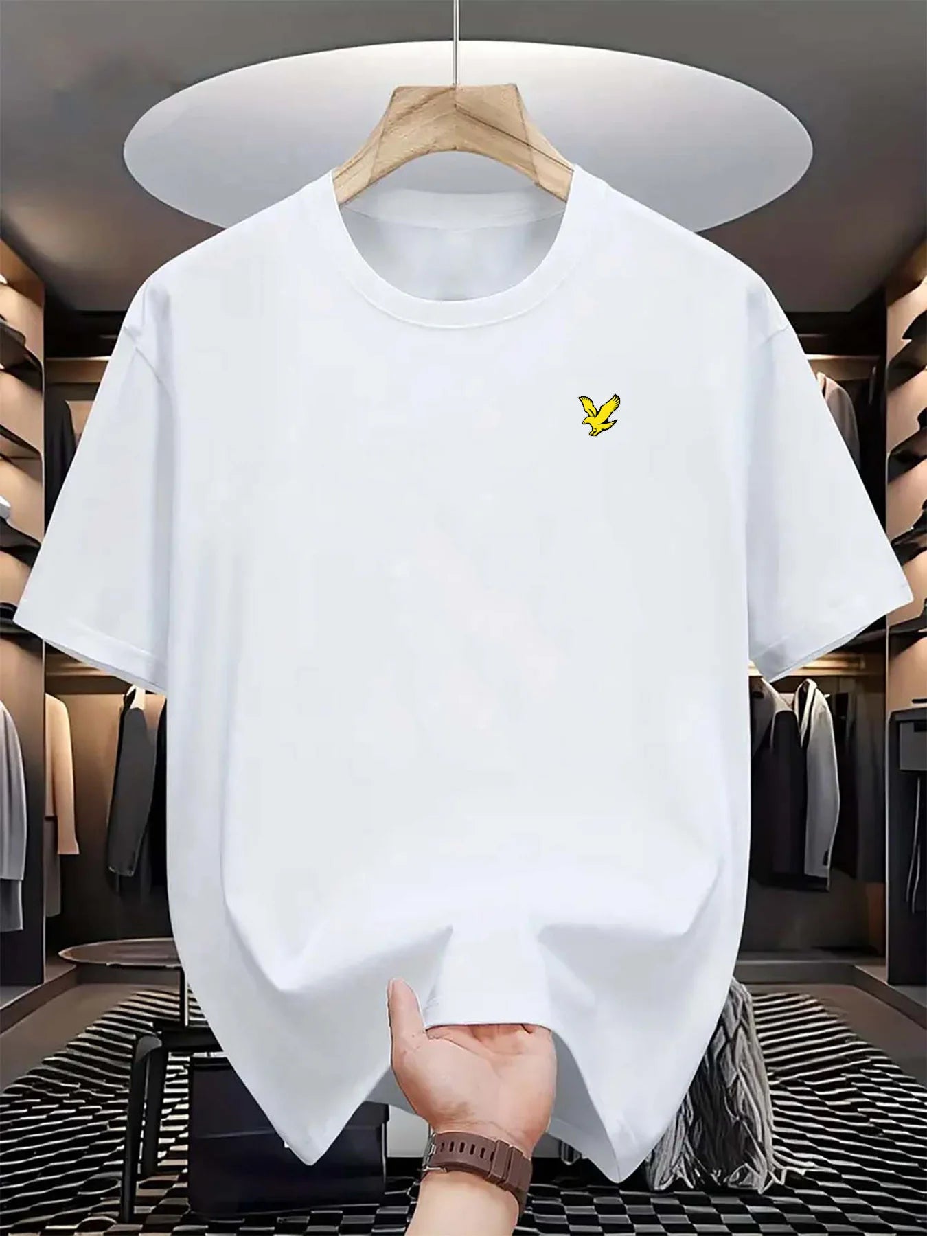 T-Shirt Homme 100% Coton Aigle - Col Rond Ample Surdimensionné Logo Été