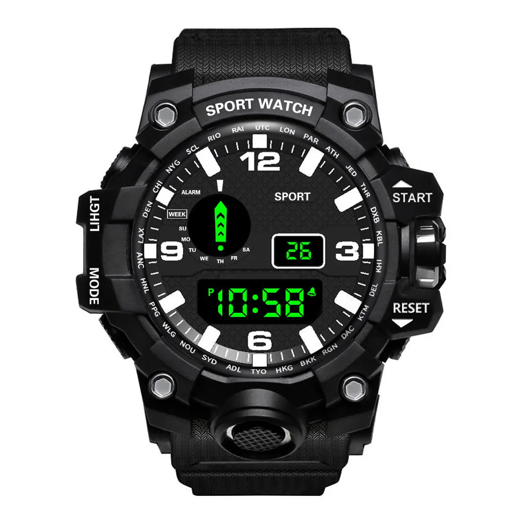 Montre pour hommes de mode sport montre-bracelet électronique grand cadran multifonctionnel étanche alarme lumineuse enfants montre militaire pour hommes