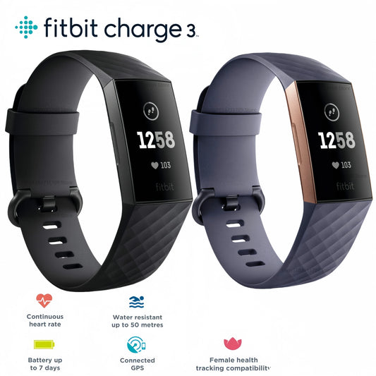 Fitbit Charge 3 Fitness Activity Tracker - Montre Santé Fréquence Cardiaque Sport Homme Femme