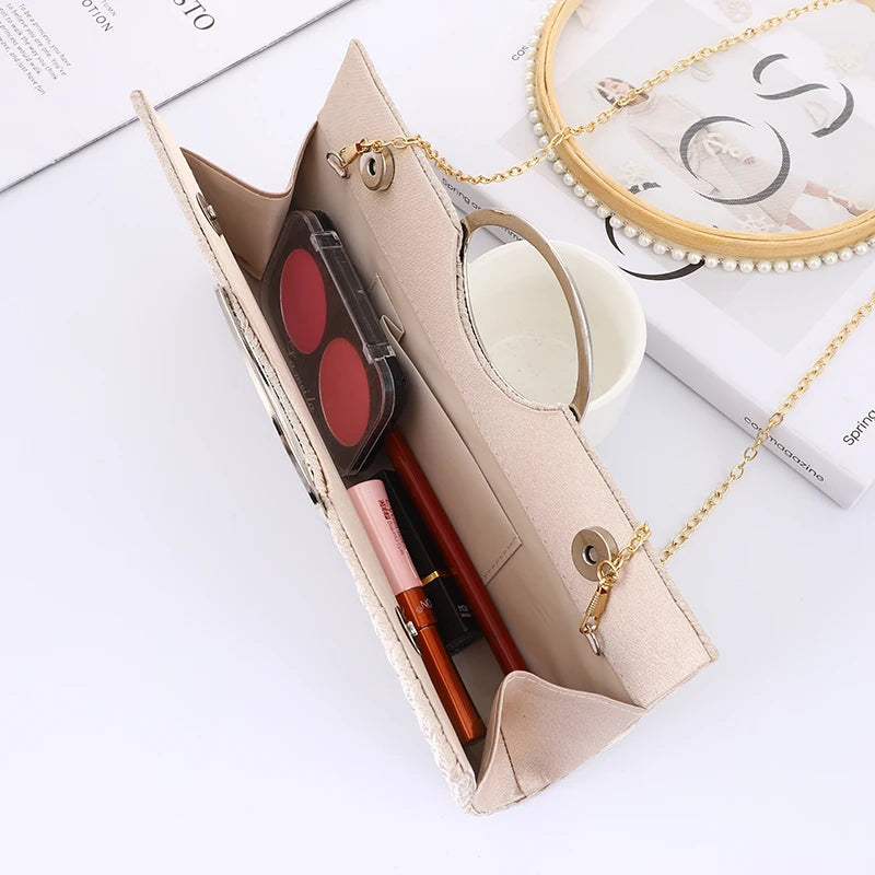 Sac de Soirée Cristal - Pochette Mariage Plissée Épaule