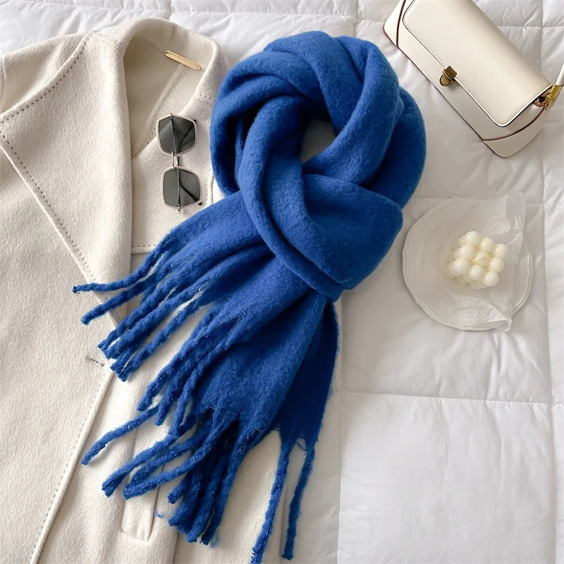 Écharpe Cachemire Hiver Femme Orange - Pashmina Luxe Pompons