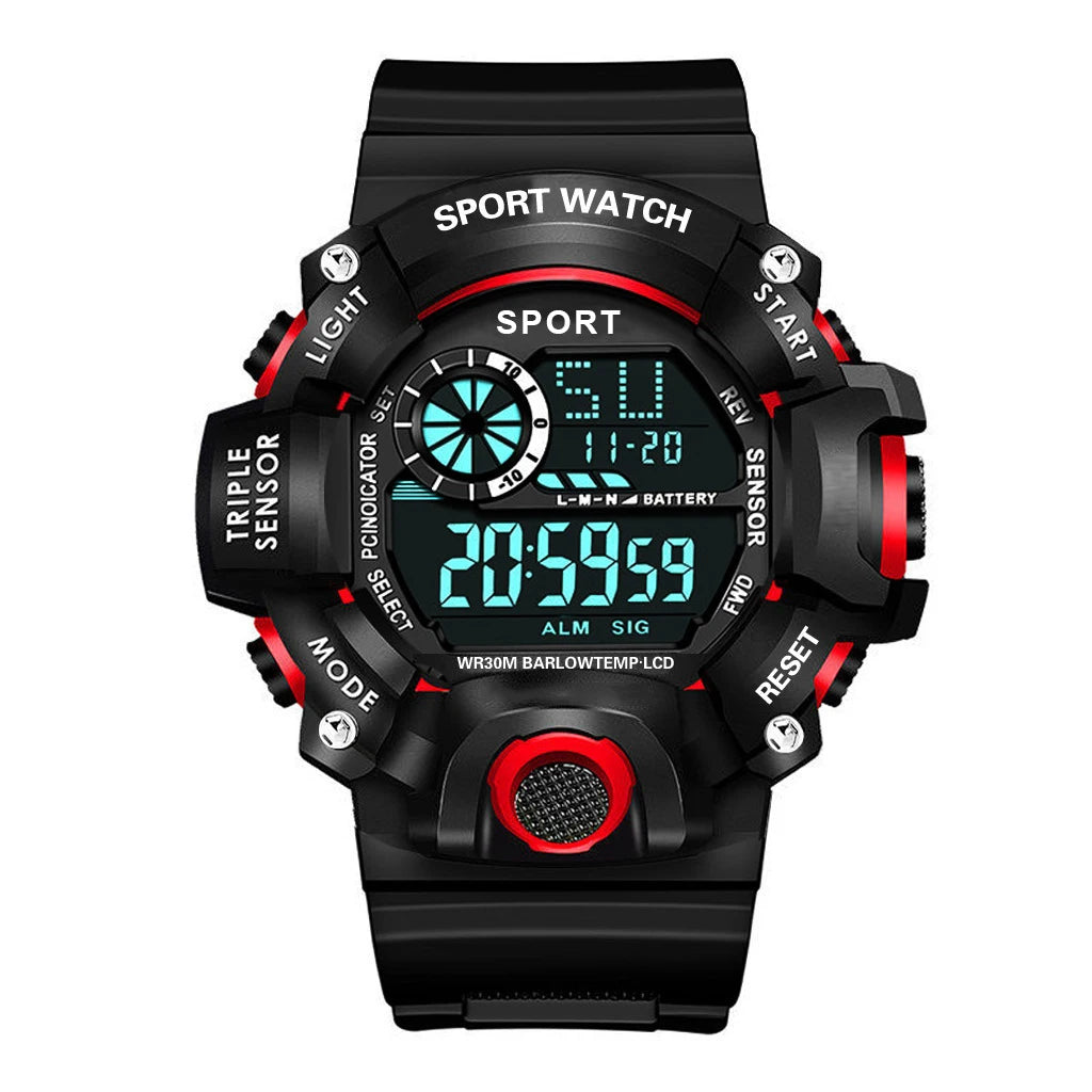 Montre pour hommes de mode sport montre-bracelet électronique grand cadran multifonctionnel étanche alarme lumineuse enfants montre militaire pour hommes