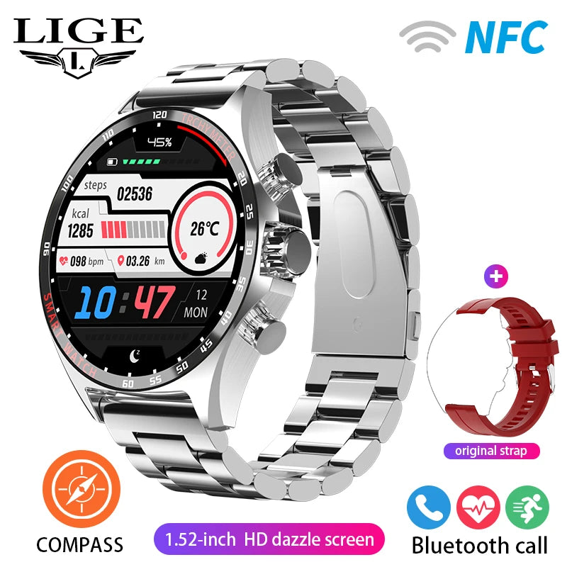 Montre Intelligente GPS LIGE Homme - Outdoor Sport Boussole Appel Bluetooth Étanche