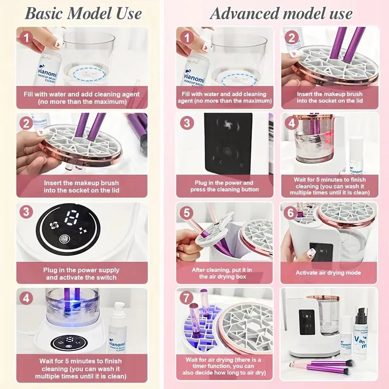 Electric Makeup Brush Cleaner Machine Beauty Tool Accessories USB Charging Makeup Brush Cleaner and Dryer Holiday Gift for Ladies