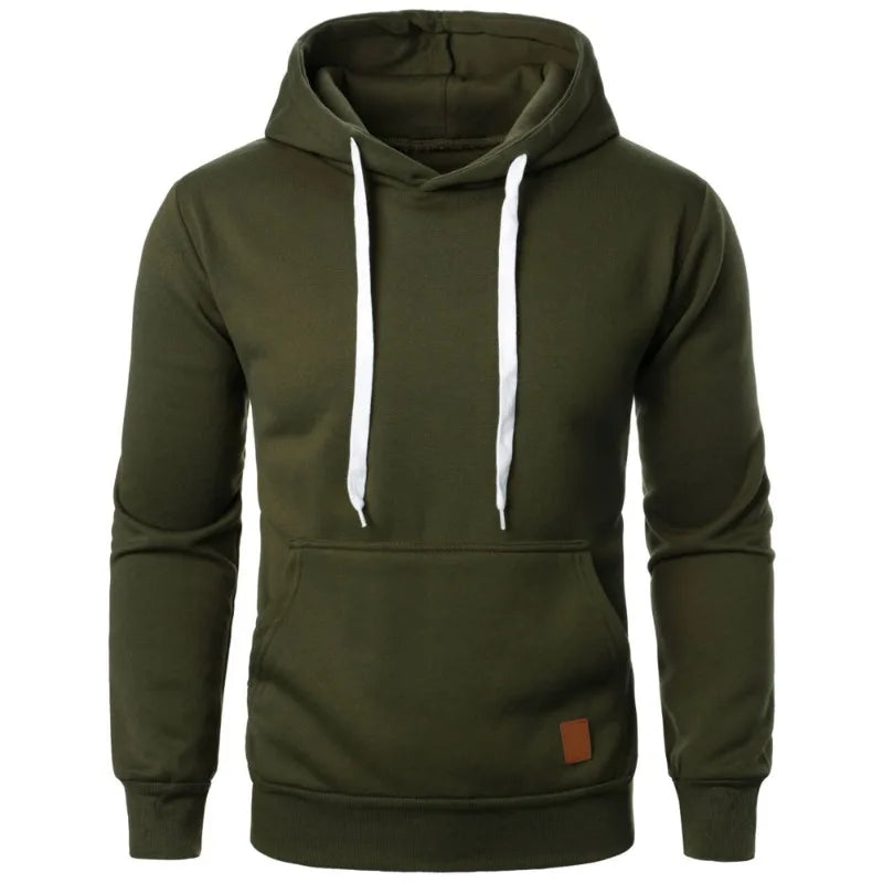 Sweat à Capuche Homme Streetwear - Pull Léger Couleur Unie Manches Longues Décontracté