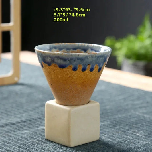 Tasse Expresso Rétro Céramique Japonaise - Bol à Thé Artisanal avec Base