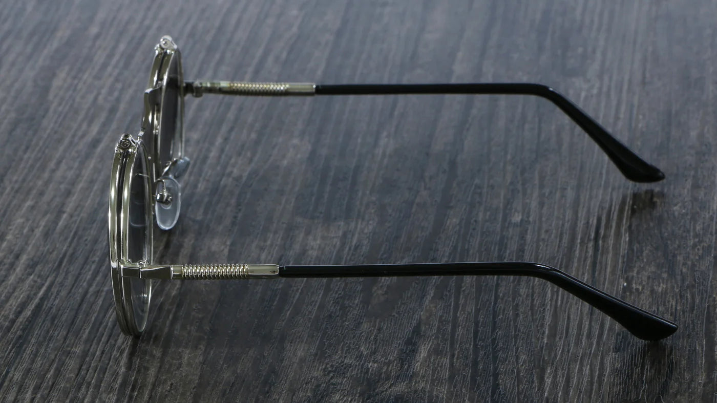 Lunettes Soleil Steampunk Rondes - Style Rétro Métal