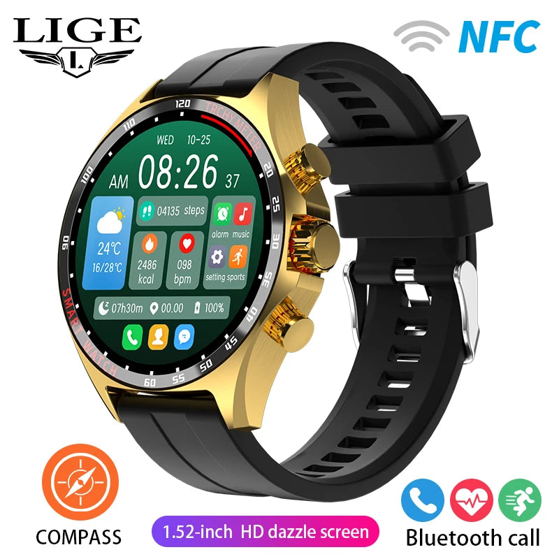 Montre Intelligente GPS LIGE Homme - Outdoor Sport Boussole Appel Bluetooth Étanche