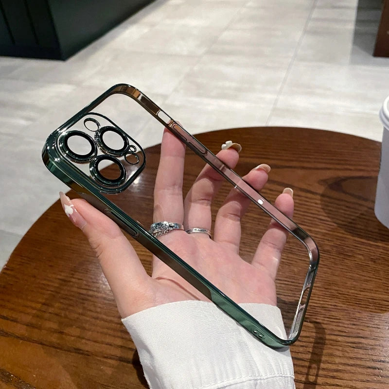 Coque iPhone Silicone Transparent Luxe - Placage Protection Objectif 15 14 13 12 11 Pro Max