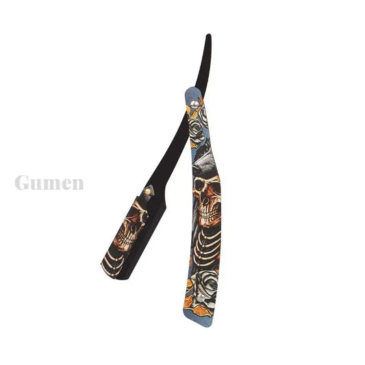 Rasoir Bord Droit Homme Design Crâne - Manuel Salon Coiffure Cadeau