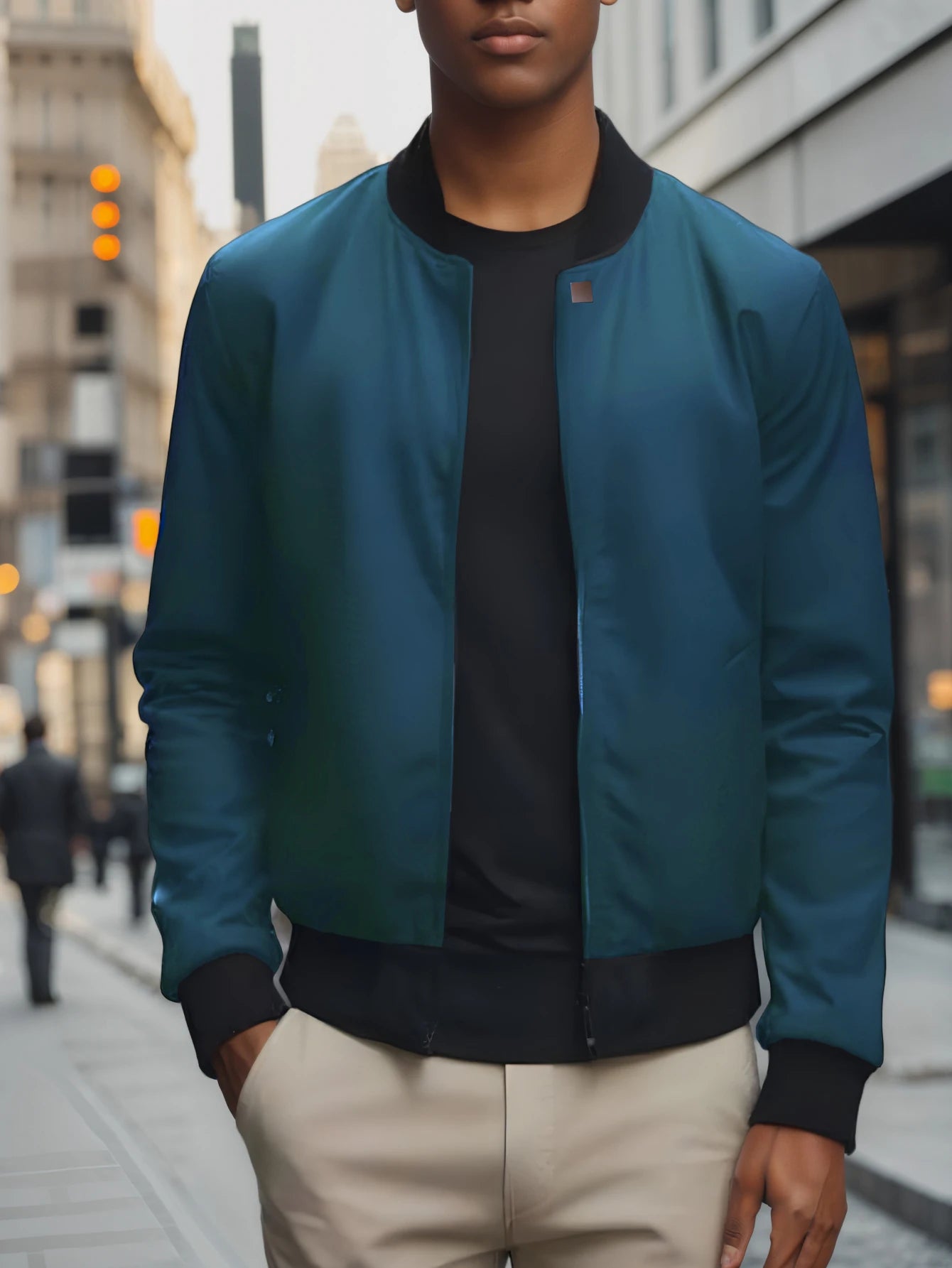 Veste Baseball Homme Printemps Automne - Blouson Court Ample Décontracté Couleur Unie 2025