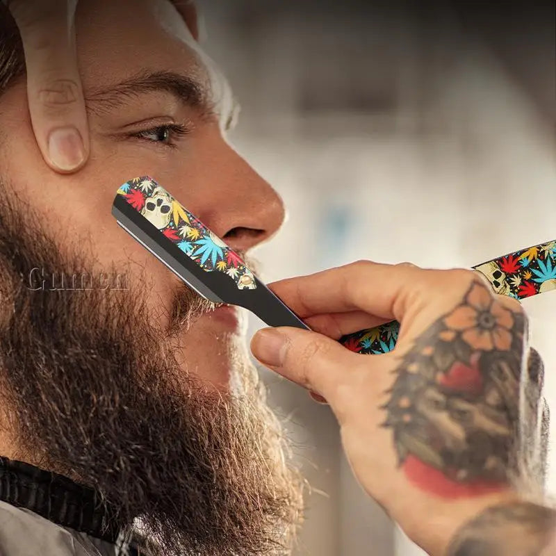 Rasoir Bord Droit Homme Design Crâne - Manuel Salon Coiffure Cadeau