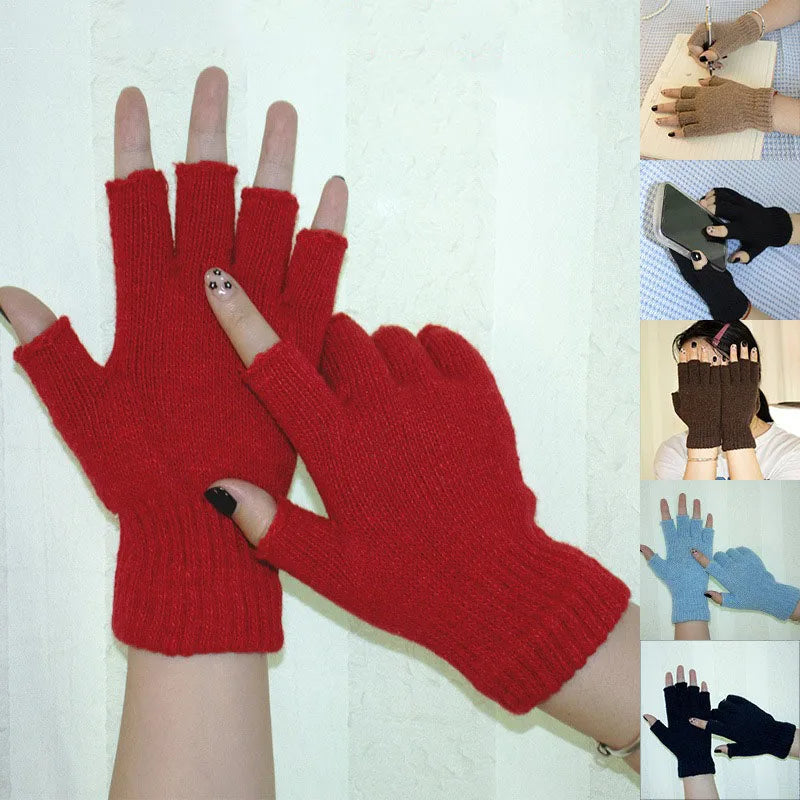 Gants Sans Doigts Femme Thermique - Mitaines Chaudes Hiver