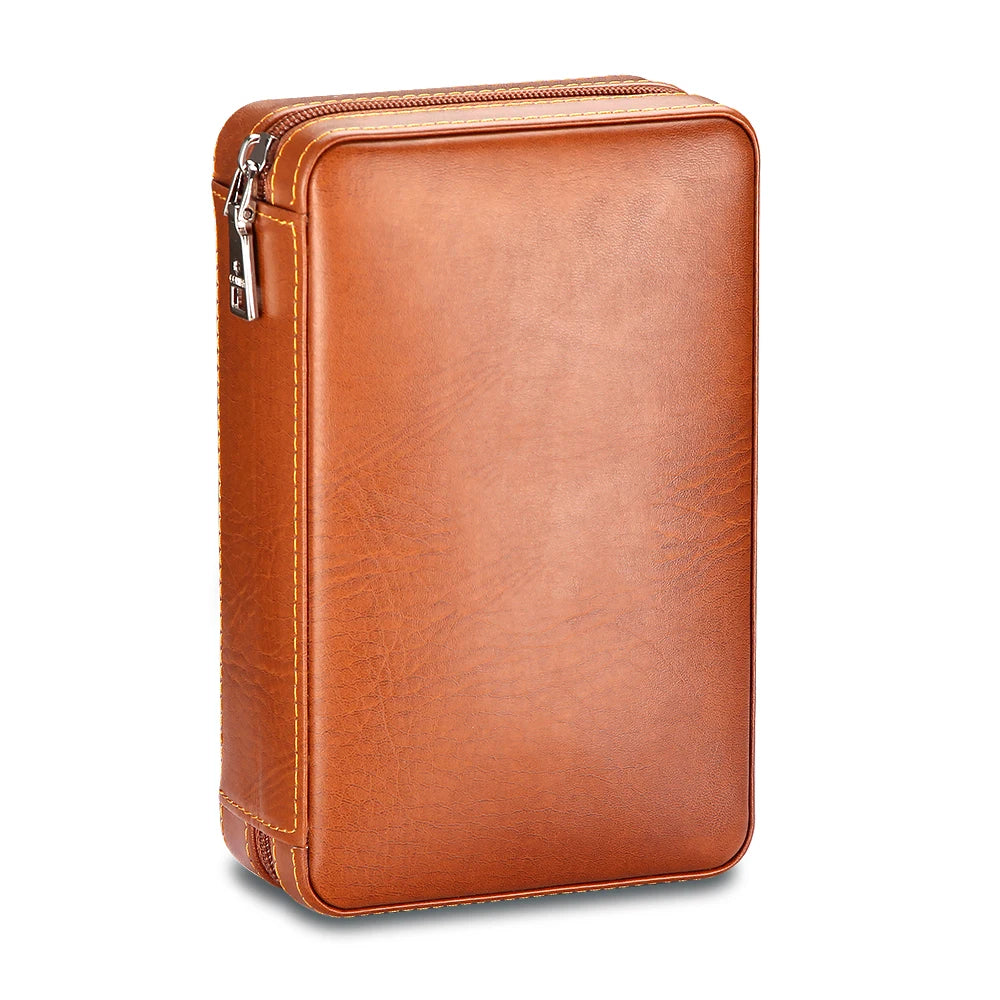 Boîte Cigares Portable Cuir Bois Cèdre - Étui Voyage avec Coupe Briquet