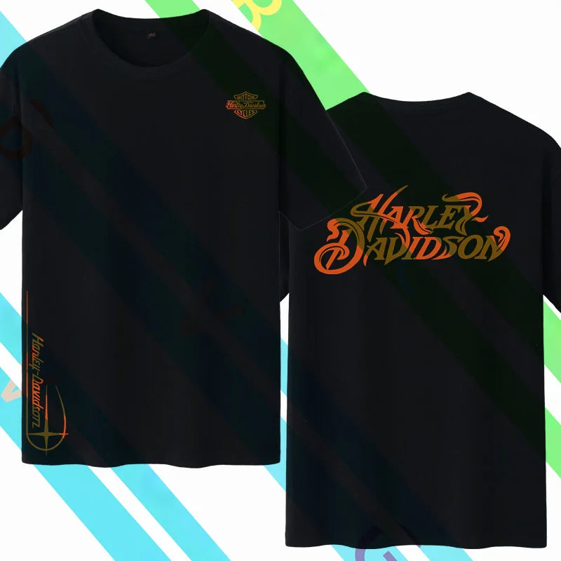 Été cyclistes Harleys T-shirt décontracté moto Est passionné T-shirt été Davidsons manches courtes 100% coton Streetwear