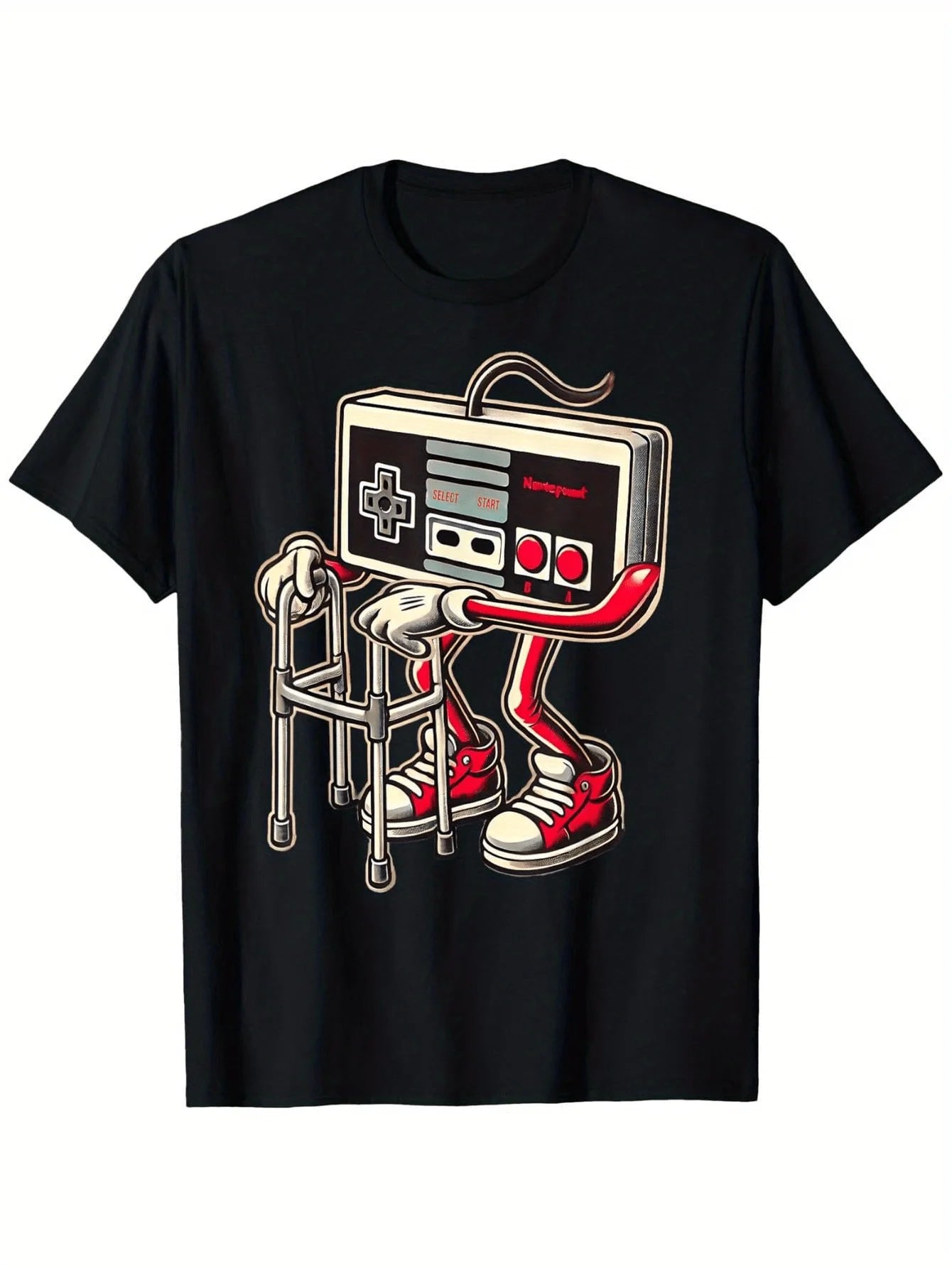 T-Shirt Gaming Rétro Arcade - Design Vintage Contrôleur Noir Coton