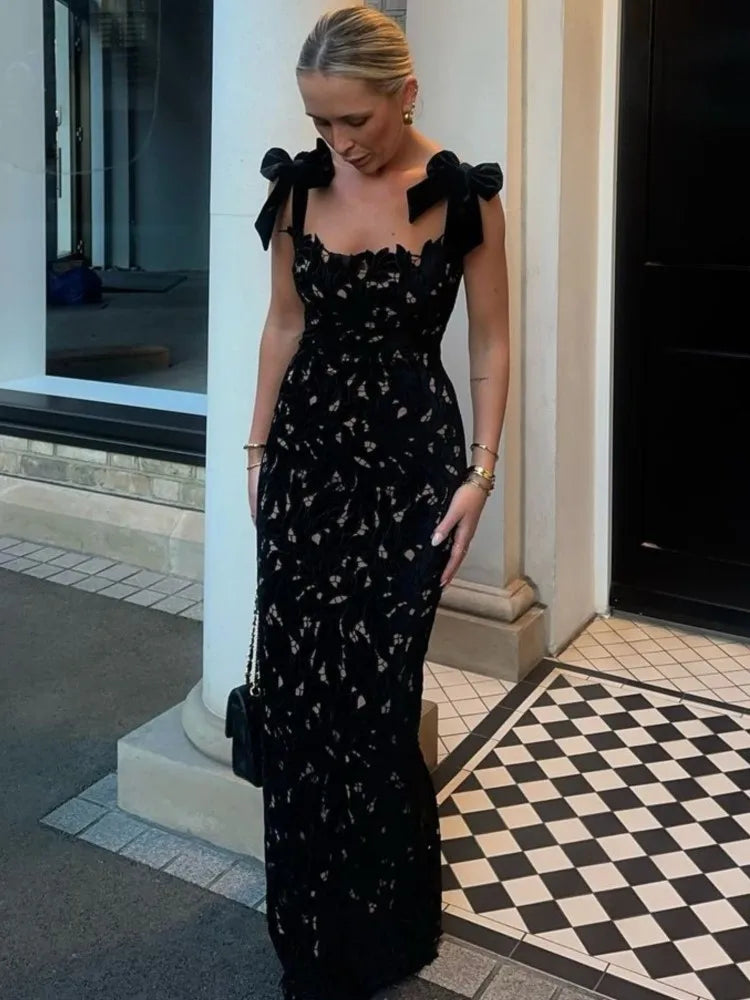 Robe Dentelle Crochet Dos Nu - Longue Sexy Plage Vacances Bretelles