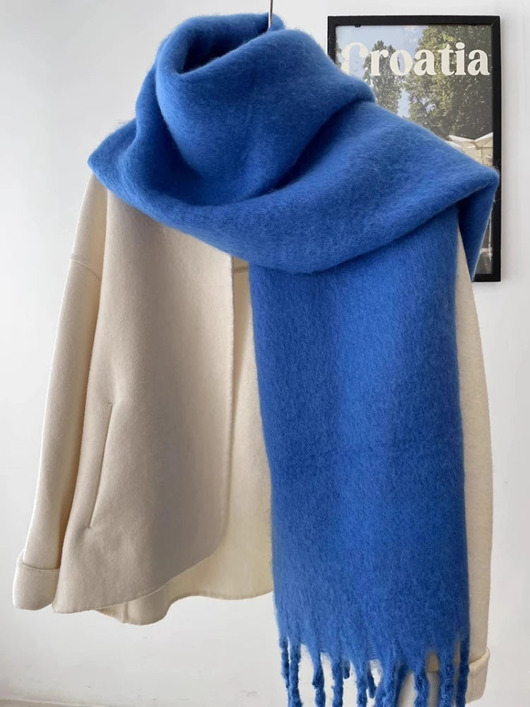 Écharpe Cachemire Hiver Femme Bleue - Pashmina Luxe Premium