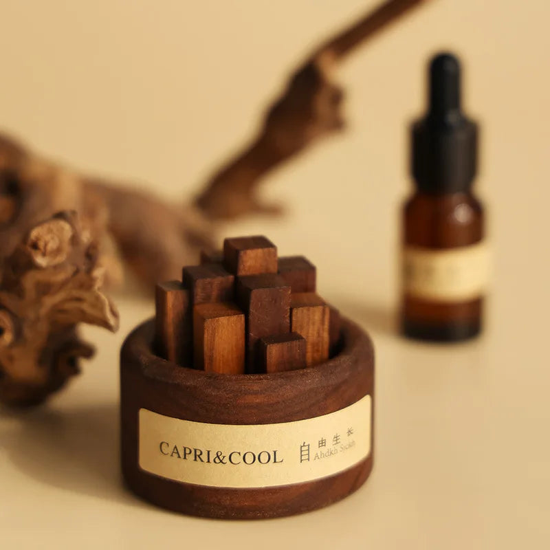 Incense Scented Natural Essential Oil Aromatherapy with Glass Dropper Black Walnut Wood Sticks Car Air Freshener Perfume