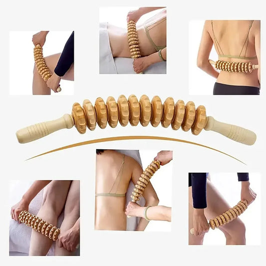Masseur Fascia Corporel Bois - Rouleau Massage Bras Jambes Cuisses Dos Relaxation Antidérapant