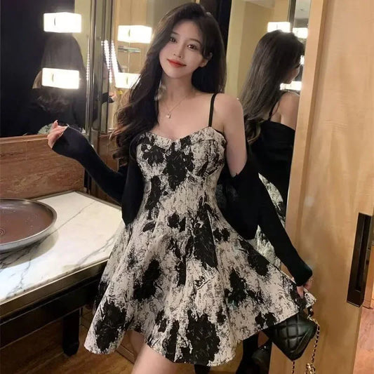 Mini Robe Lucyever Tie-Dye Vintage - Bretelles Spaghetti Ligne A Coréenne Fête