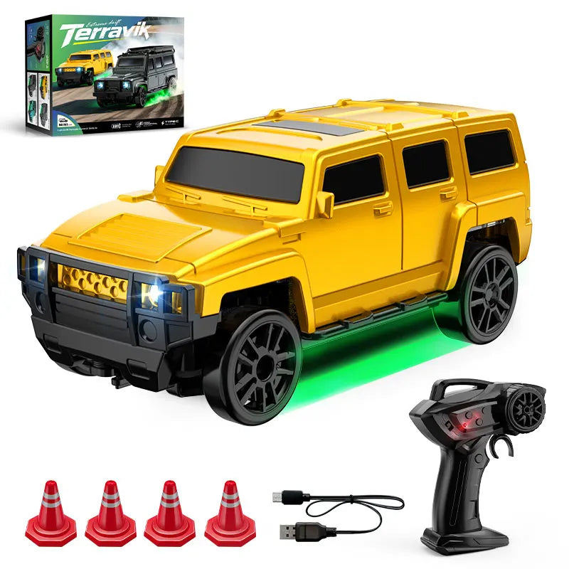 Voiture RC Dérive 1:64 Bureau - Mini 4WD Rechargeable Jouet Course Cadeau Enfants