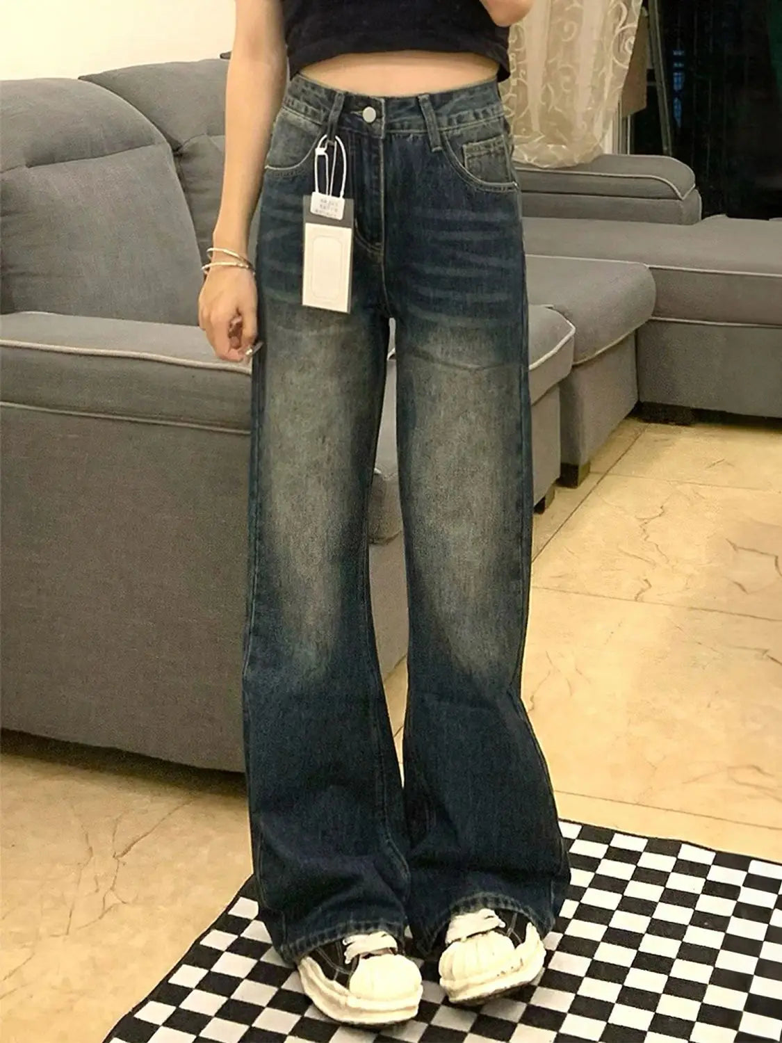 Jean Femme Évasé Bootcut Taille Haute - Coupe Slim