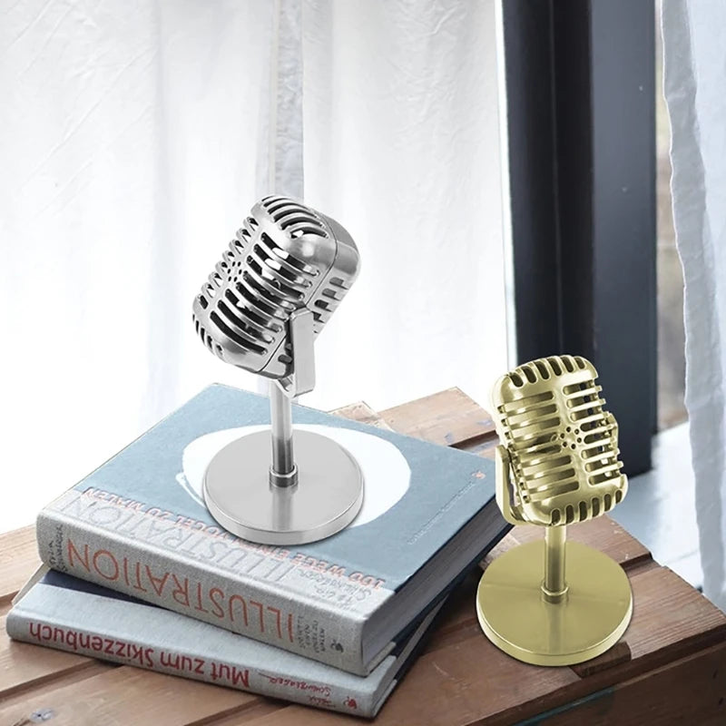 Microphone Rétro Vintage Déco - Accessoire Simulation Classique Maison