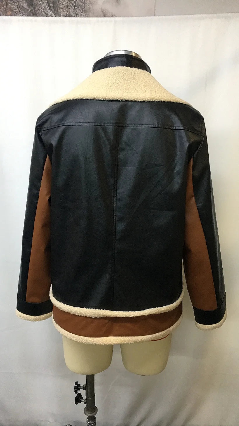 Manteau Cuir Homme Motard Vintage 2025 - Veste Hiver Fausse Fourrure