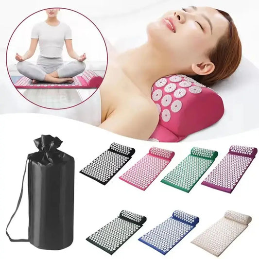 Tapis Acupression Massage Yoga + Oreiller - Soulage Douleur Stress Dos