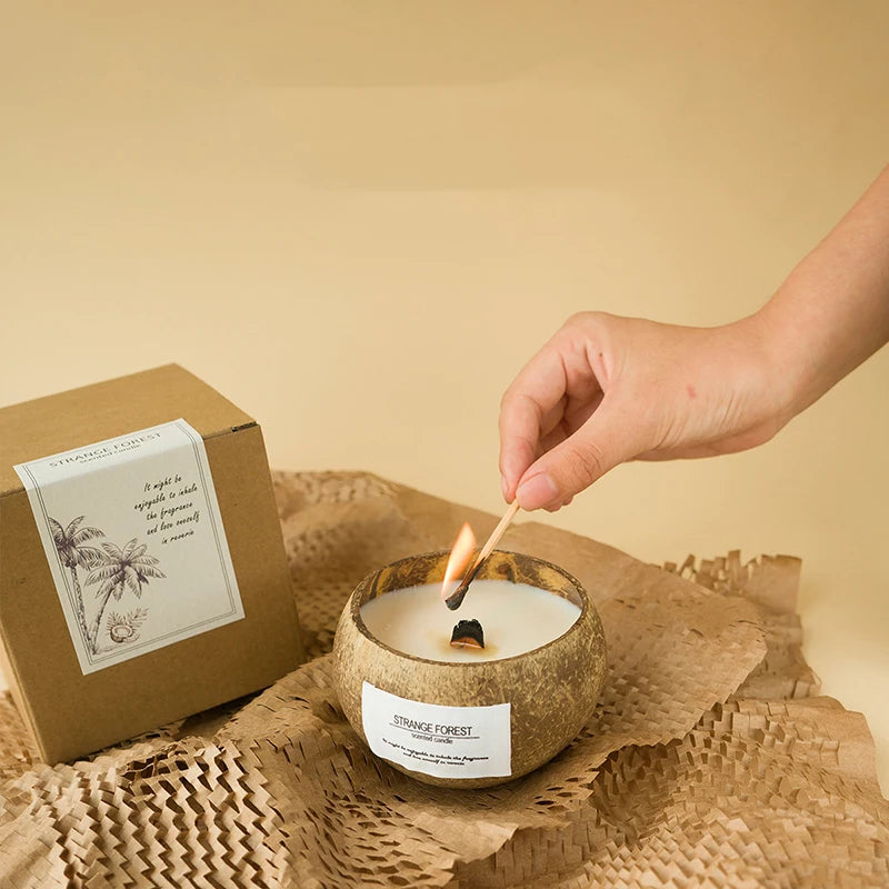 Coconut Shell Aromatherapy Candle - Premium Vegetable Wax