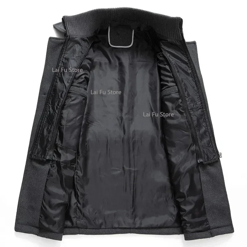 Manteau Laine Affaires Homme - Double Col Mode Veste Épaisse Coupe-Vent Automne Hiver