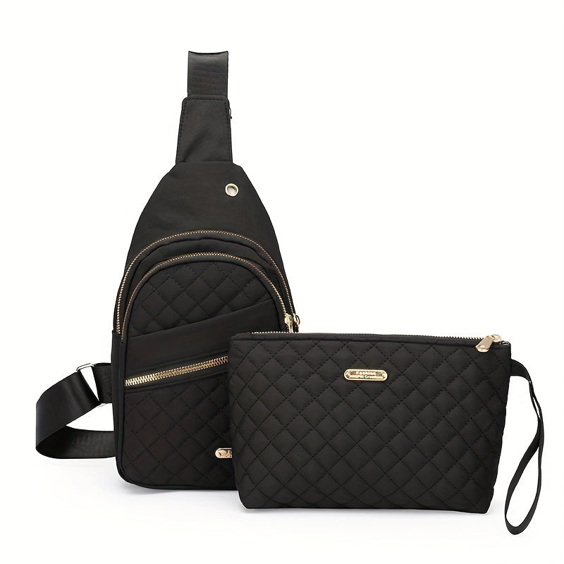 Sac Poitrine Femme Grande Capacité - Bandoulière Brodé Nylon Pliable