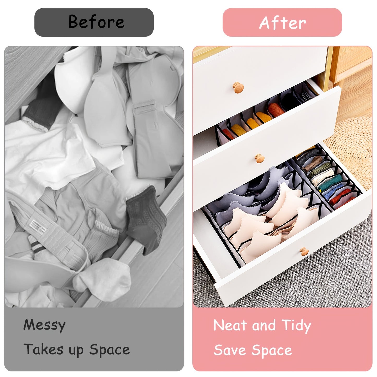 Organisateur Soutiens-Gorge Pliable 5pcs - Rangement Tiroir