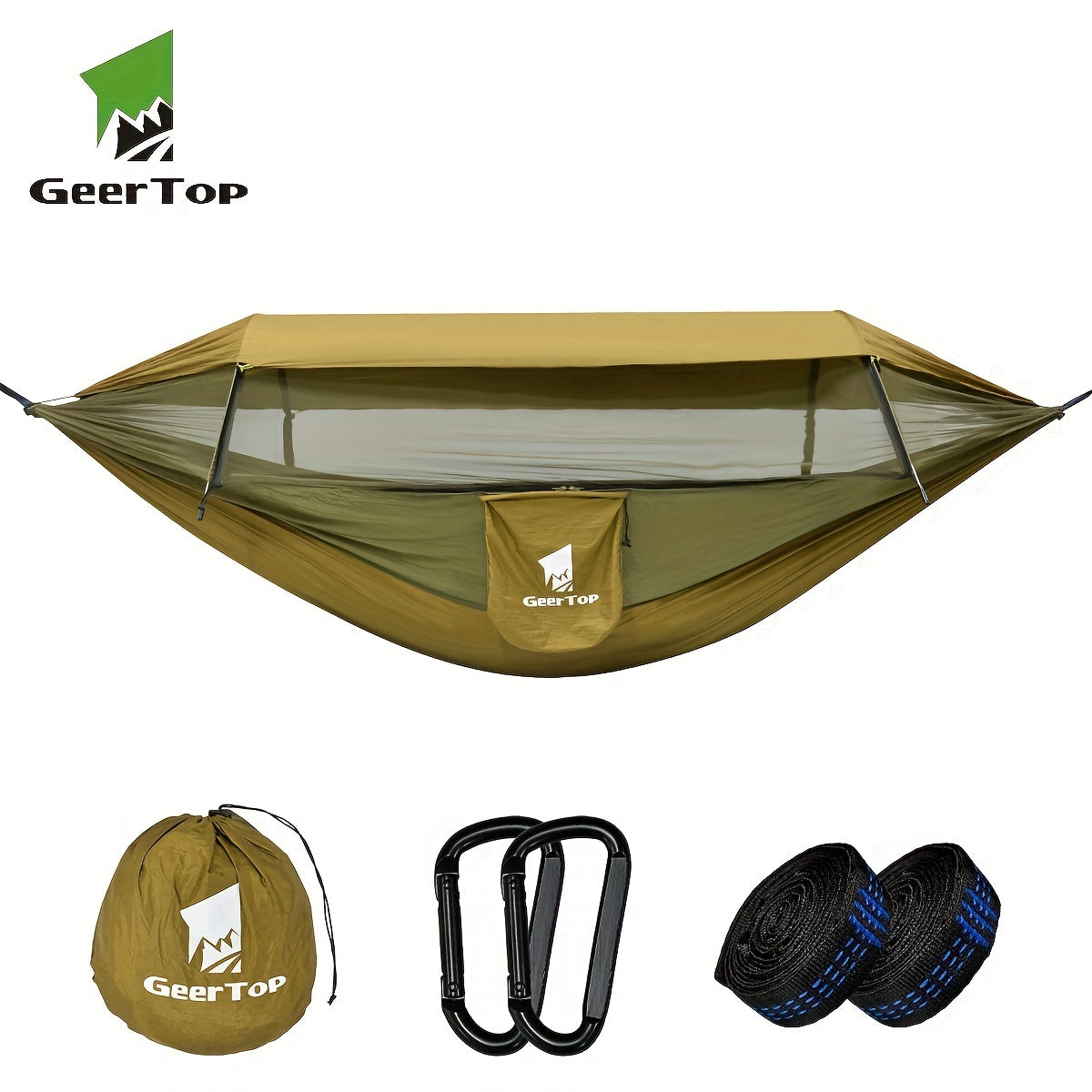 Hamac GEERTOP 3-en-1 Camping - Double Moustiquaire Abri Soleil Voyage Jardin