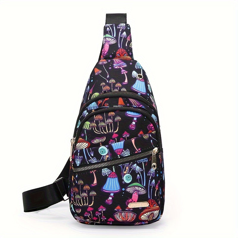 Sac Poitrine Femme Grande Capacité - Bandoulière Brodé Nylon Pliable