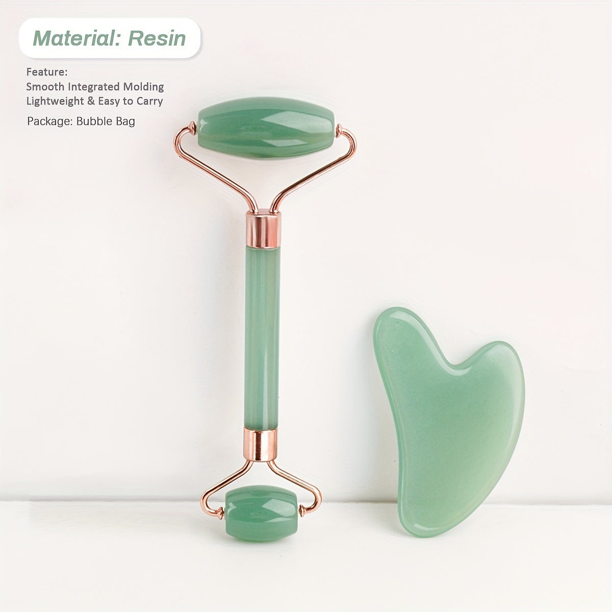 Rouleau Massage Visage Jade Rose - Roller Beauté Yeux Anti-Âge